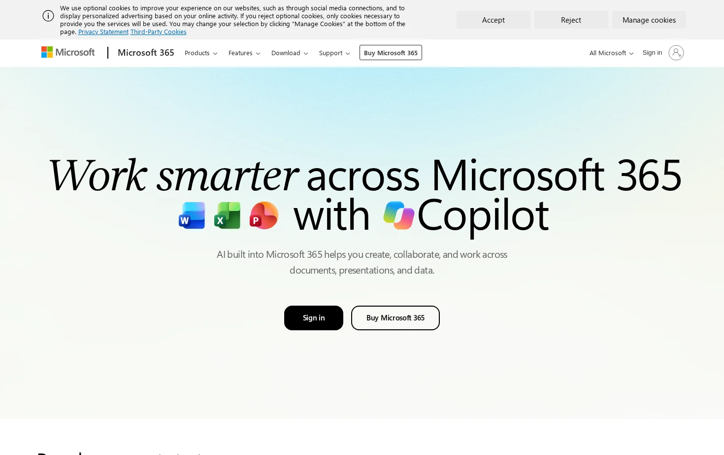 Microsoft 365 Copilot 页面快照